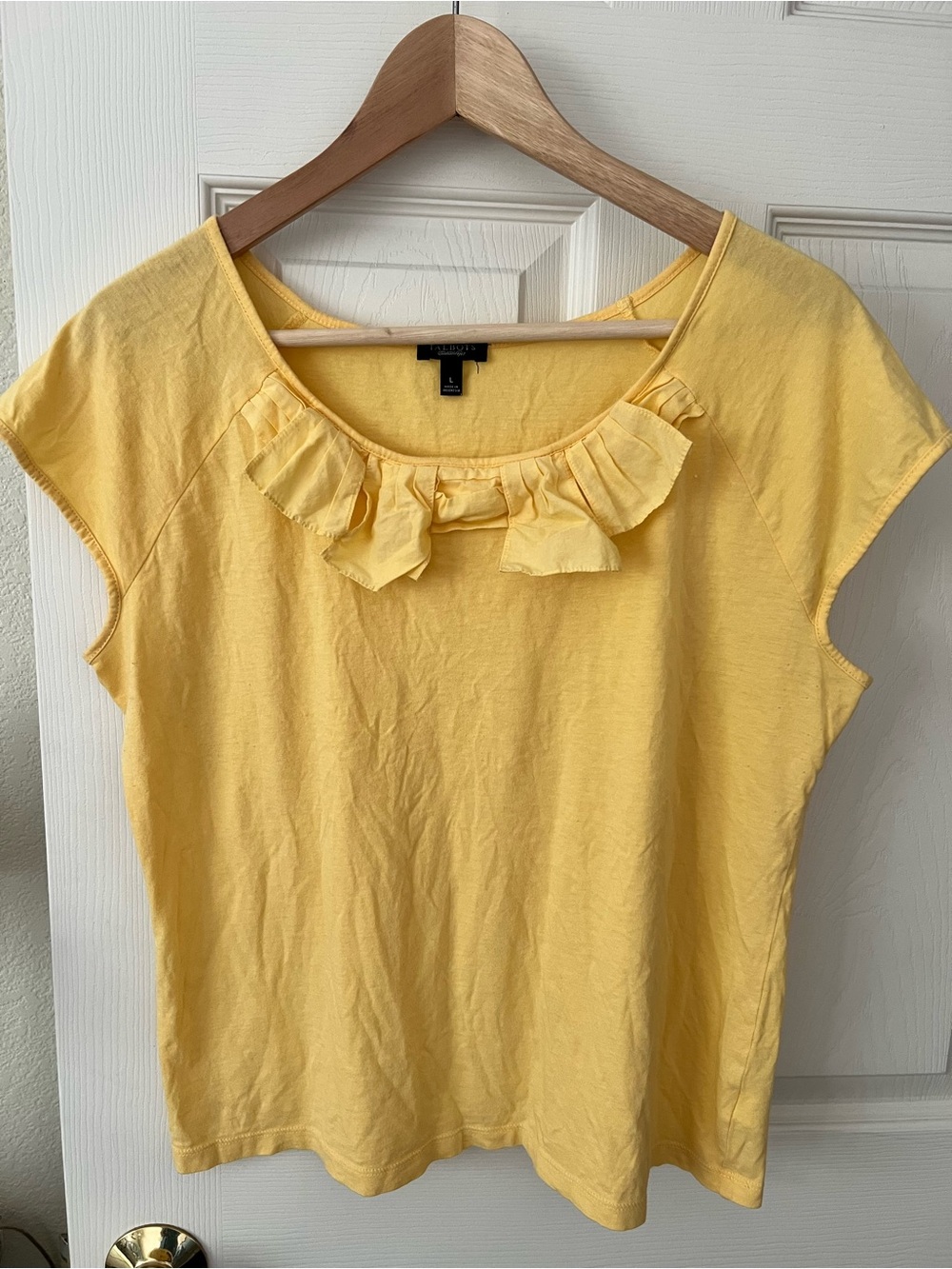 Talbots Yellow Ruffle Neck Top